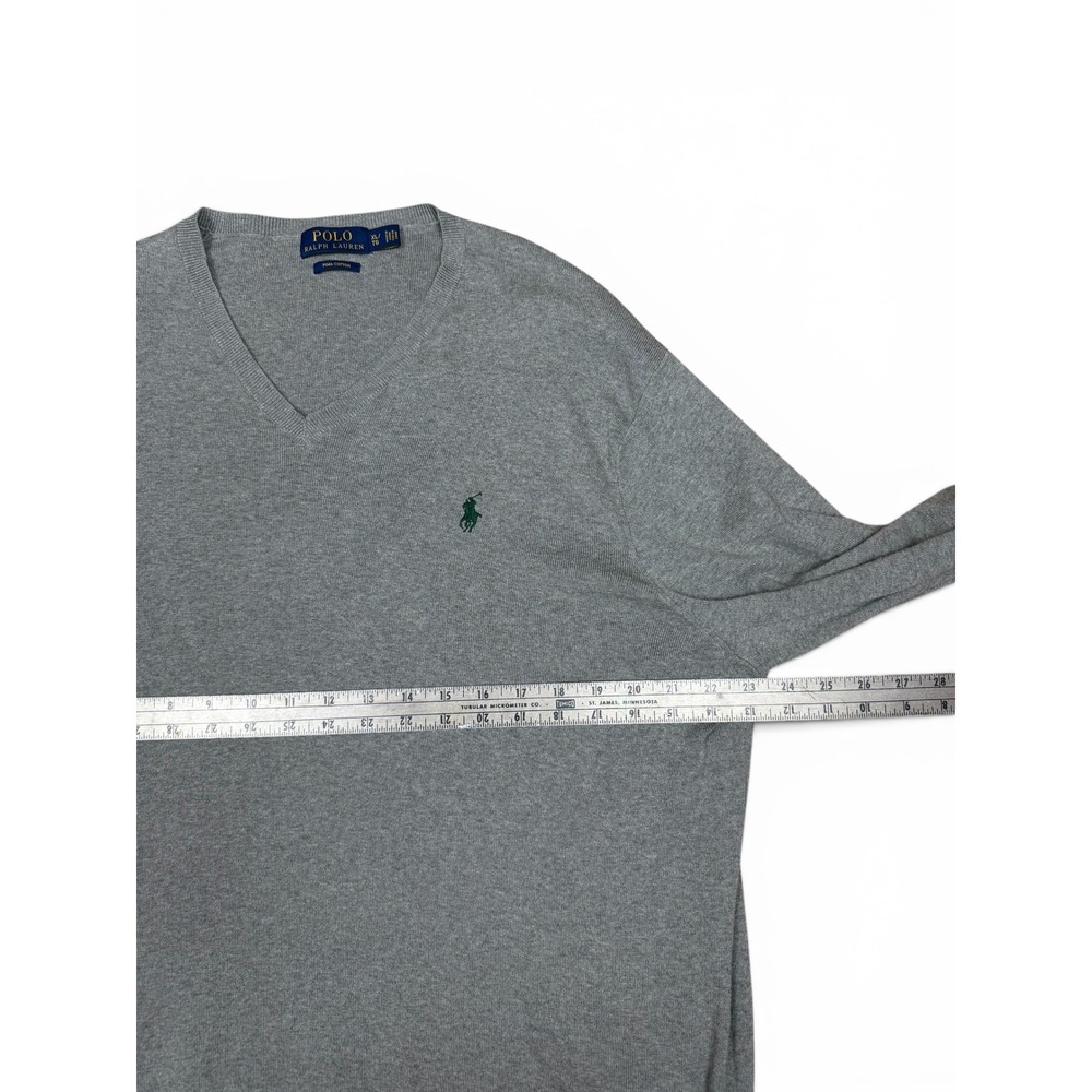 Lot of 2 Polo Ralph Lauren Mens XL Pima Cotton V-Neck Sweaters Gray Navy Blue - Picture 4 of 10
